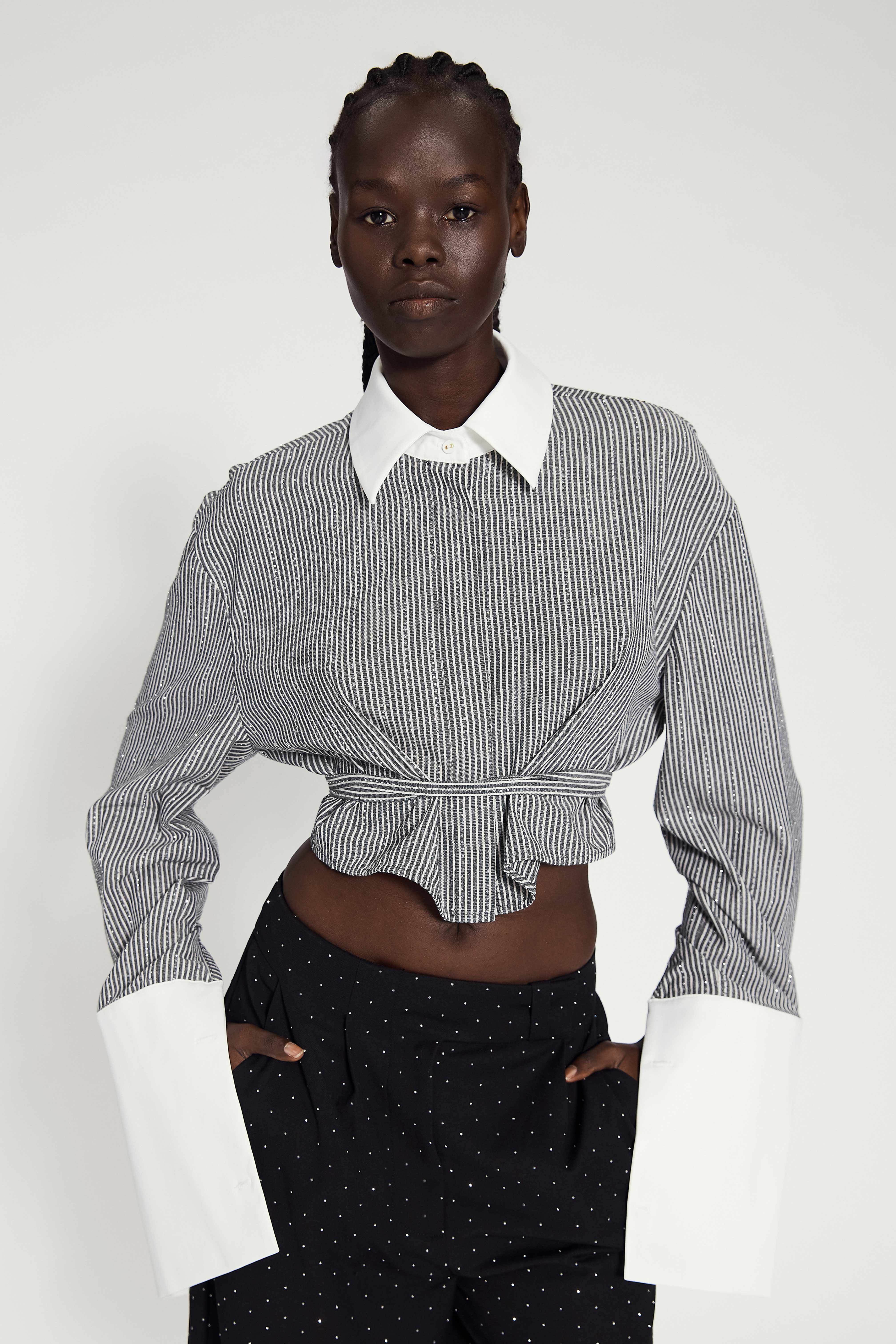Phoebe Sparkle Stripe Shirt Black