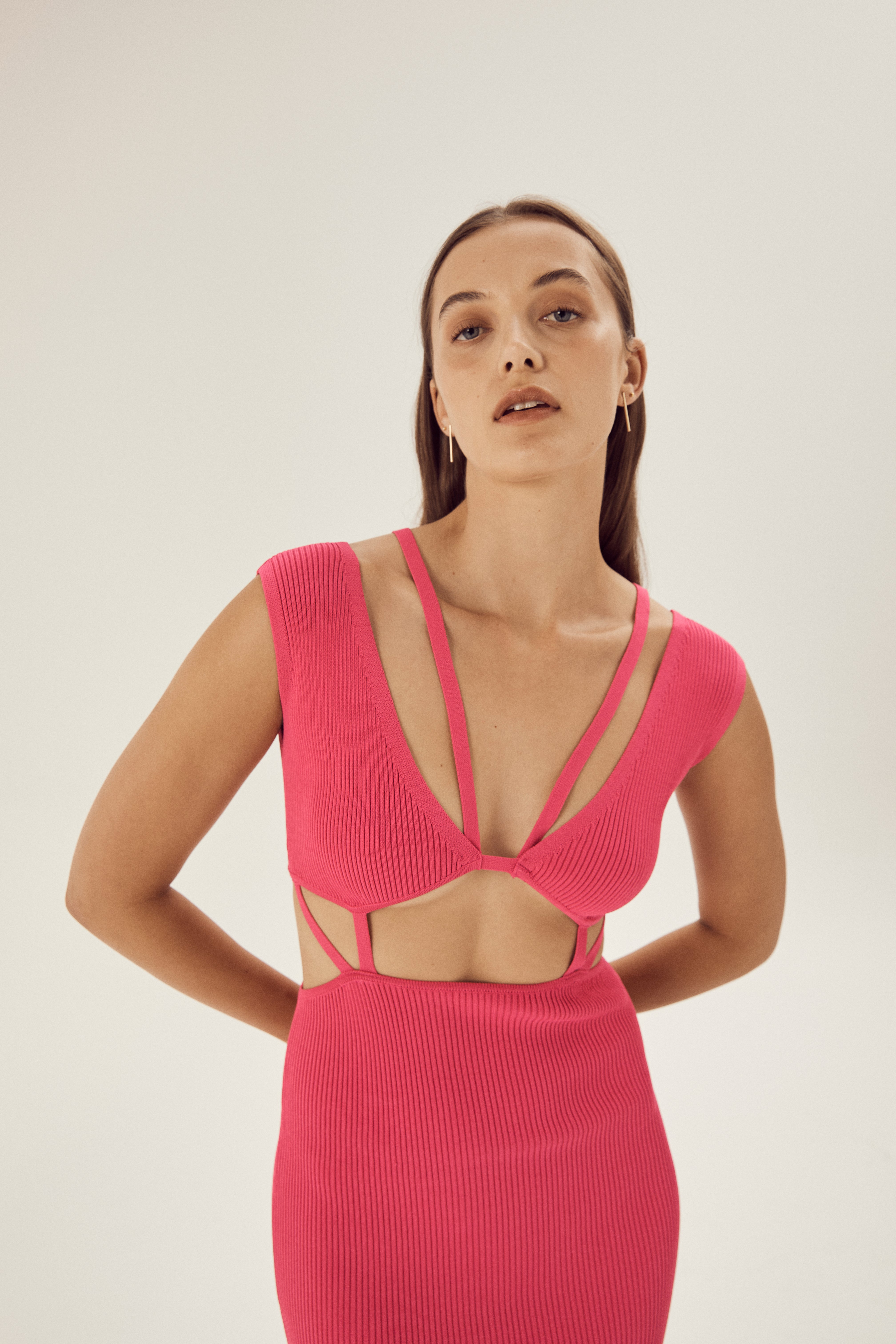 Tabi Knit Dress Magenta