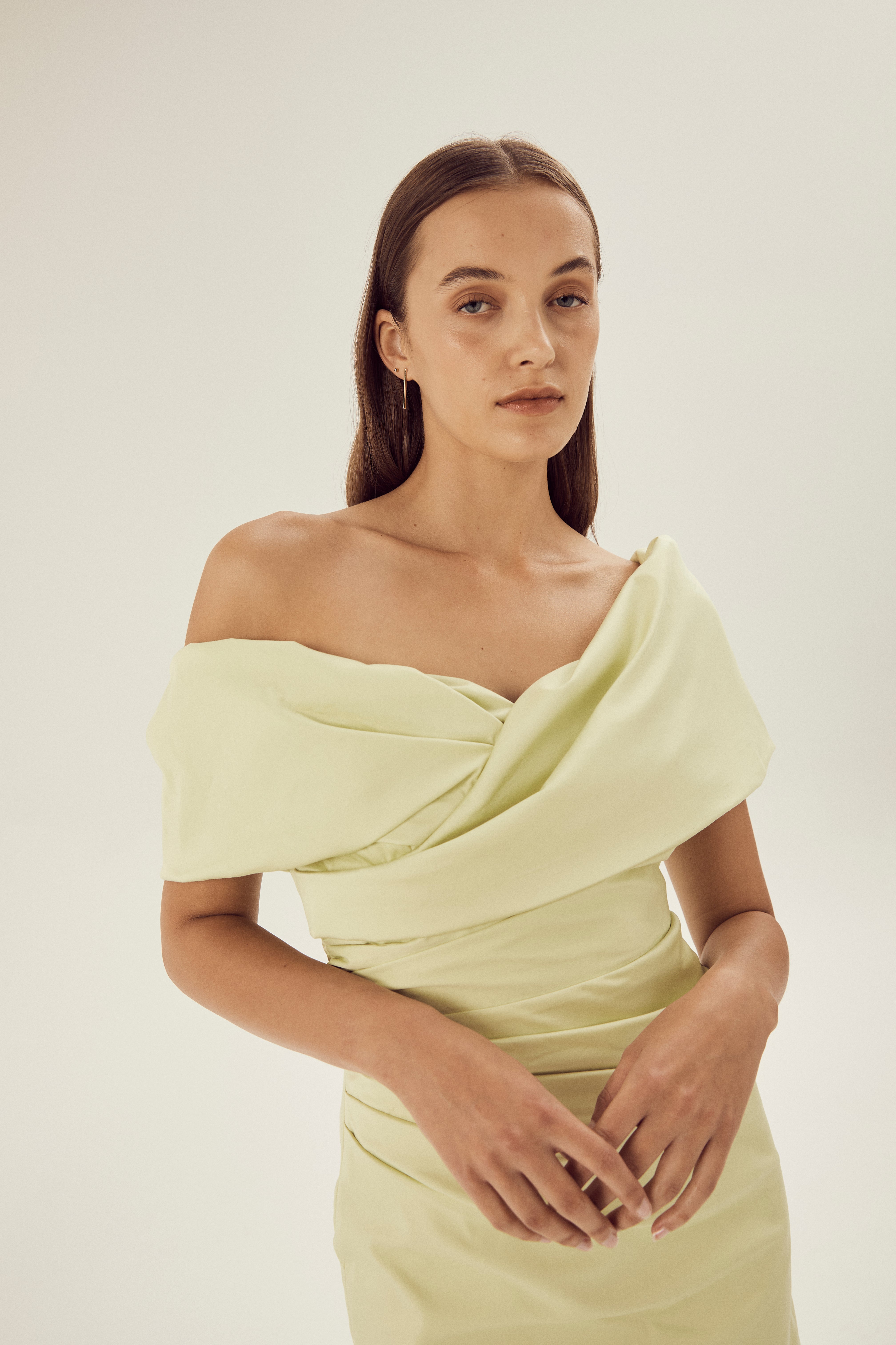 Lilly Off-Shoulder Mini Dress Lime
