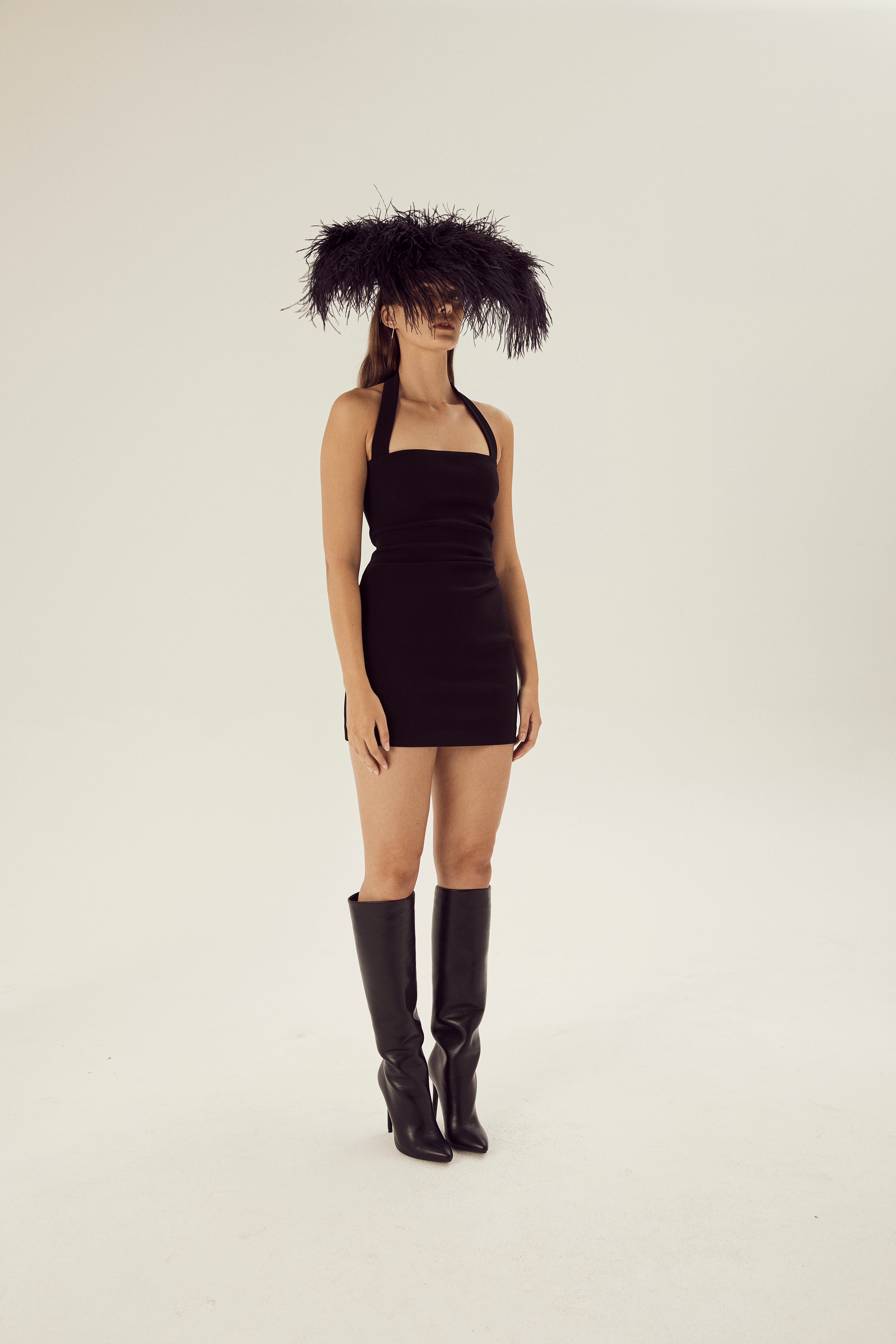 Leora Halter Mini Dress Black