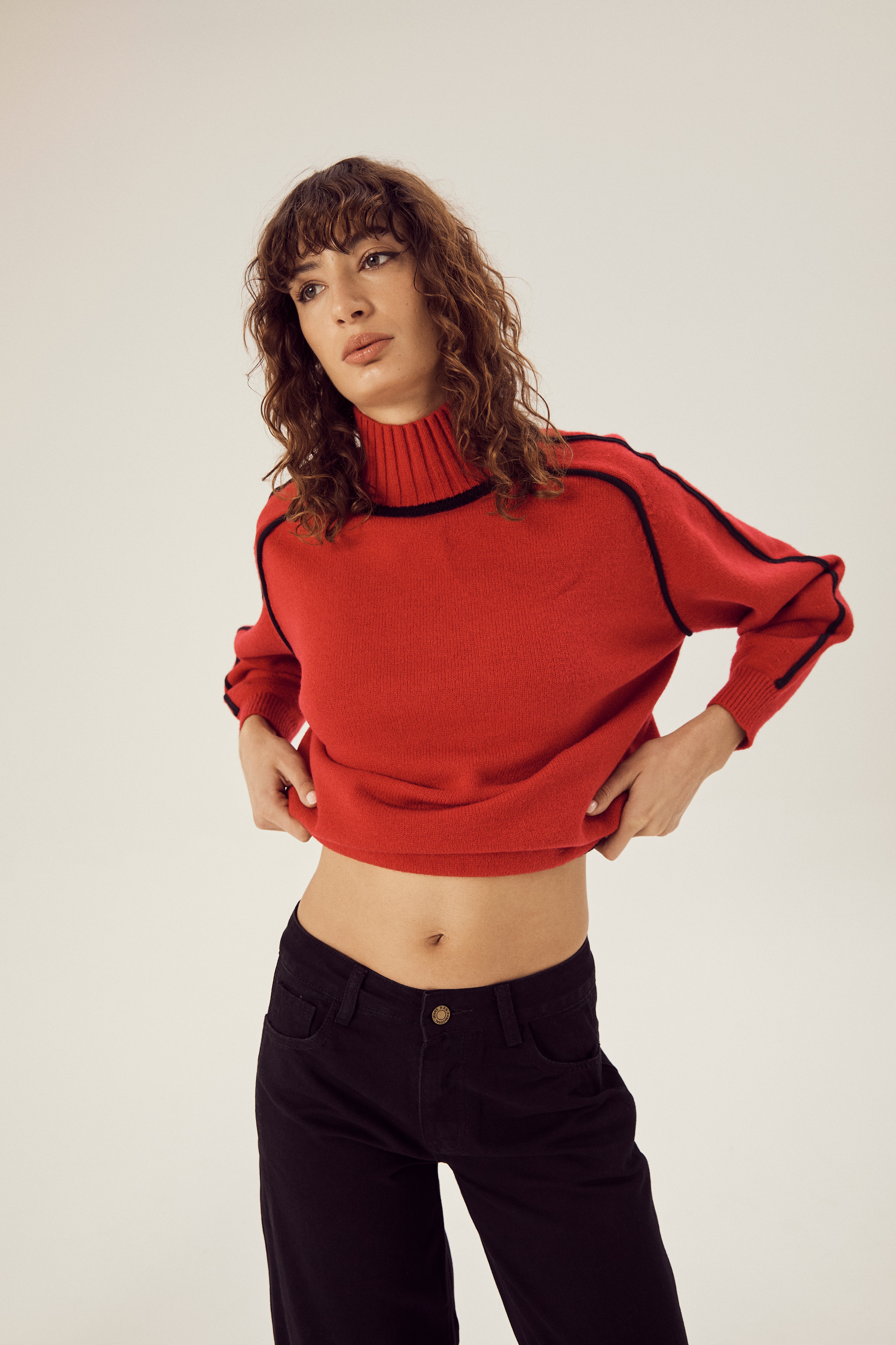 Lucy Oversized Knit Top Red