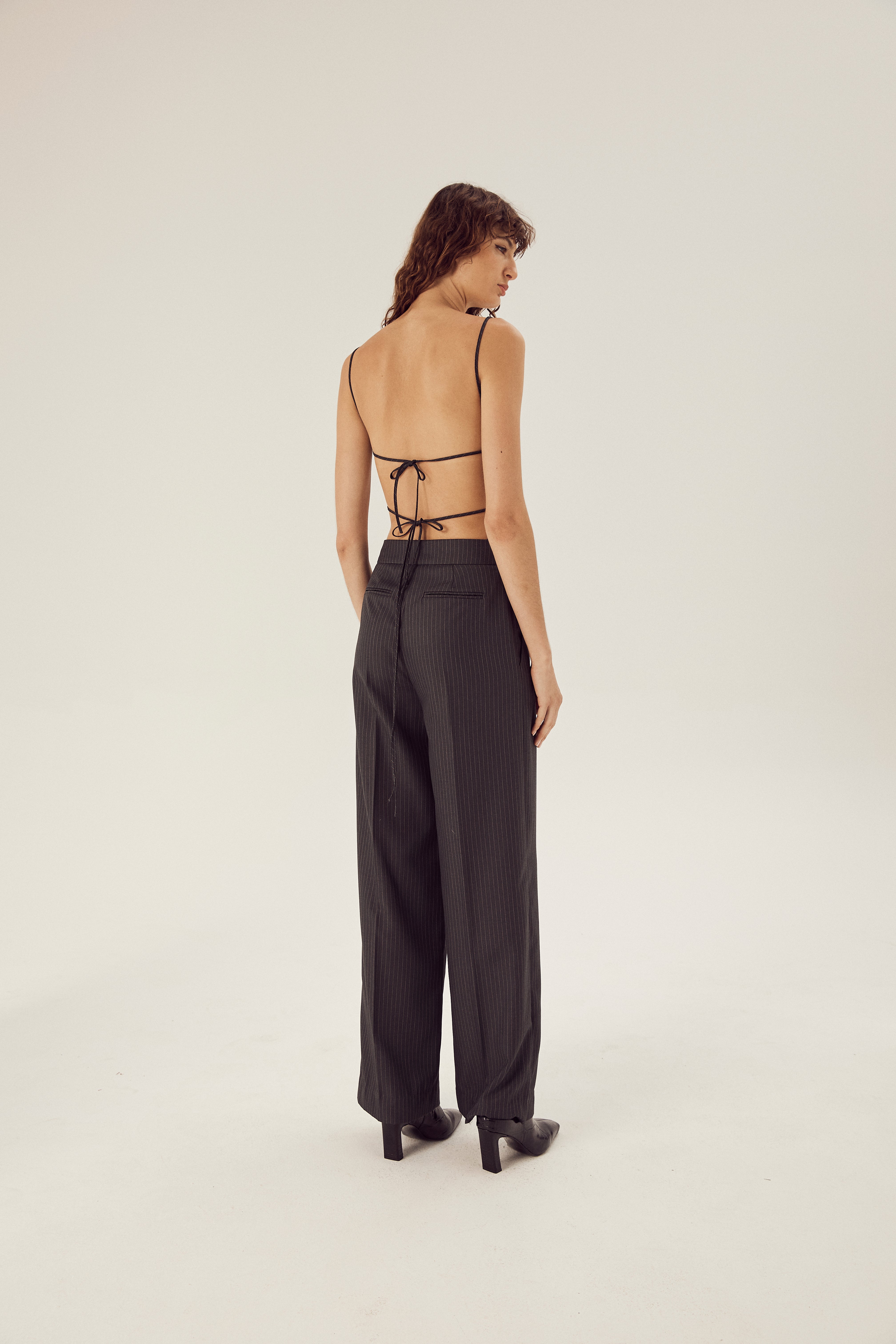Anita Pinstripe Cowl Neck Top
