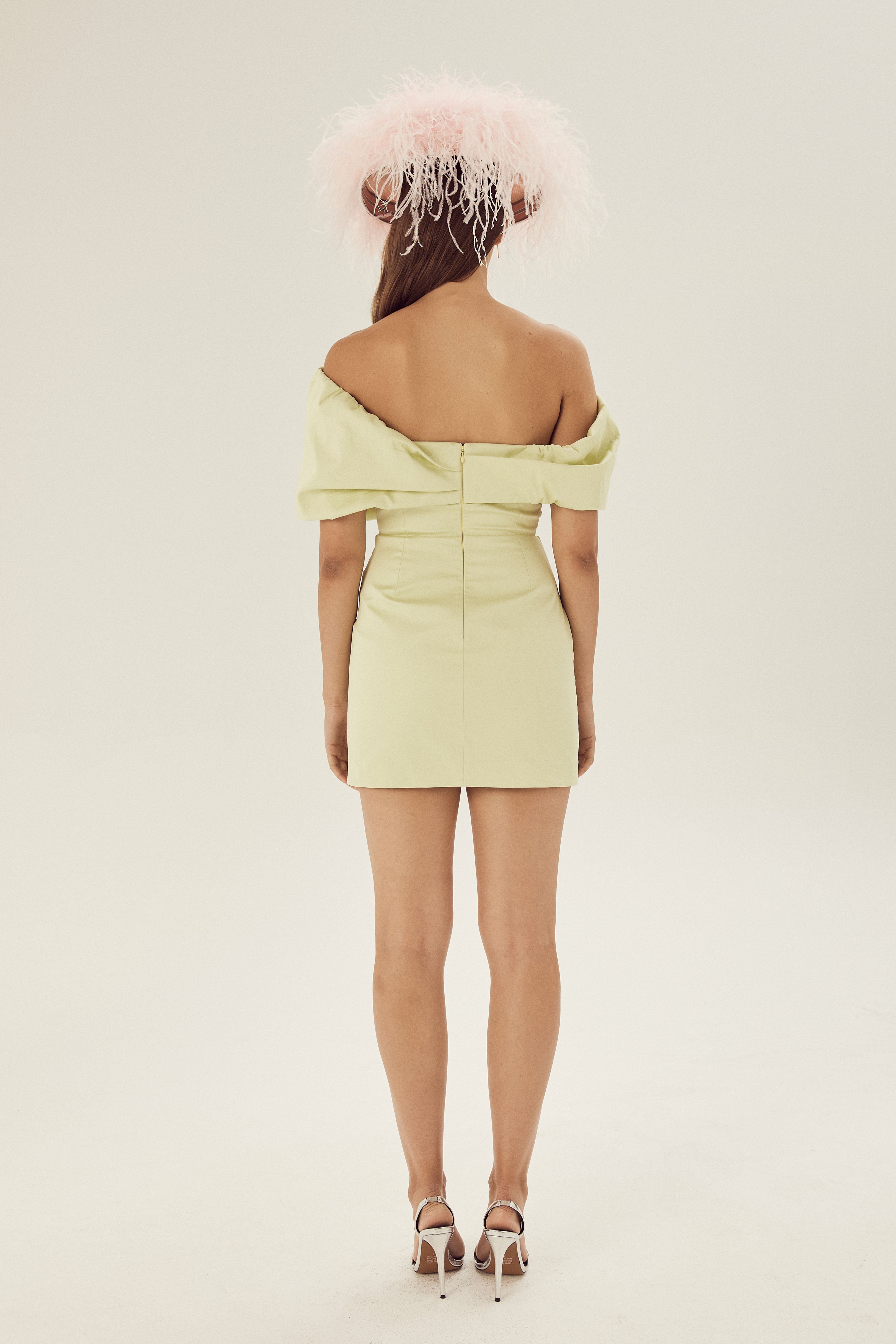 Lilly Off-Shoulder Mini Dress Lime