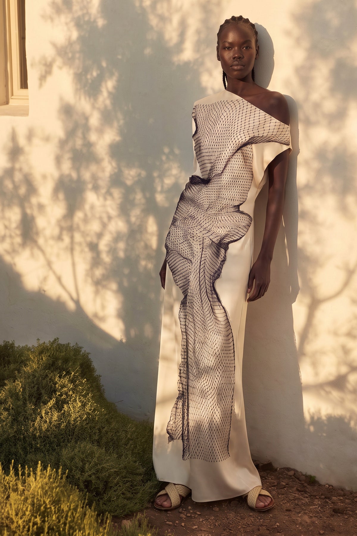 Mesh Print Maxi Dress