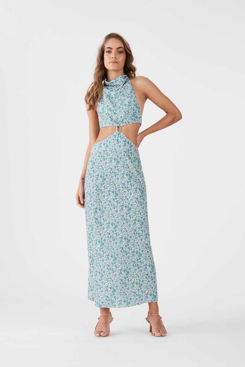 Zabego Calista Cowl Neck Cut Out Dress
