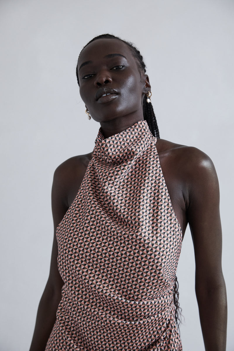 Zabego Jemima Cowl Neck Gather Dress