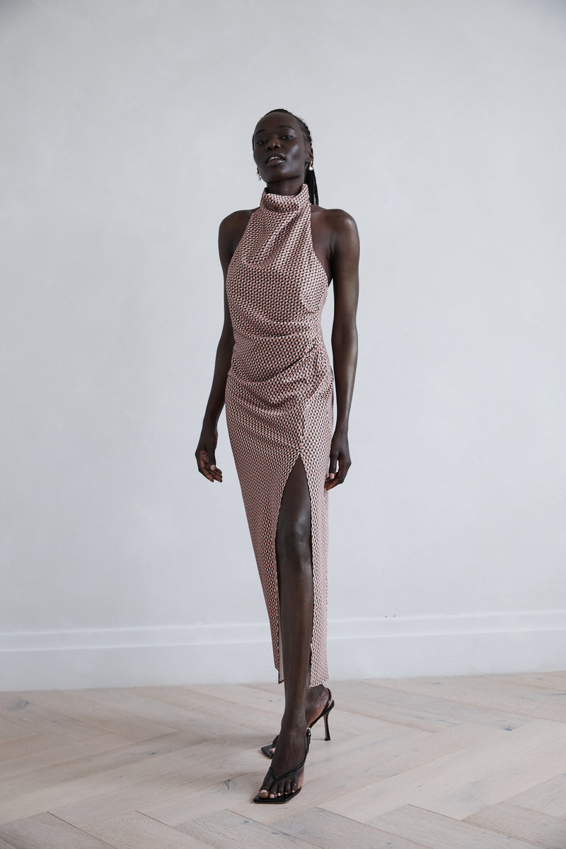 Zabego Jemima Cowl Neck Gather Dress